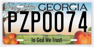 GA license plate PZP0074