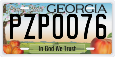 GA license plate PZP0076
