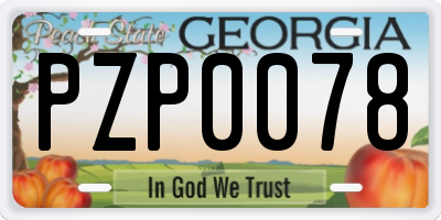 GA license plate PZP0078