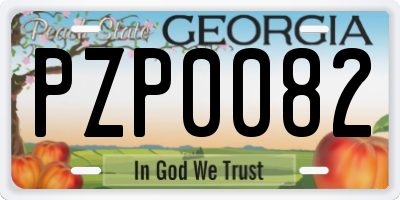 GA license plate PZP0082