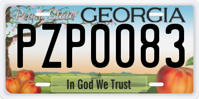 GA license plate PZP0083