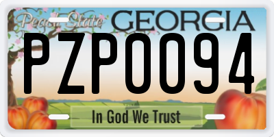 GA license plate PZP0094