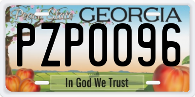 GA license plate PZP0096