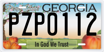 GA license plate PZP0112
