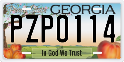 GA license plate PZP0114