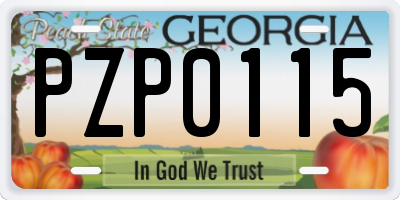 GA license plate PZP0115