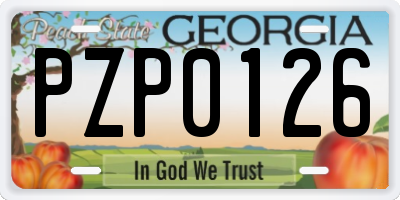 GA license plate PZP0126
