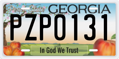 GA license plate PZP0131