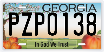 GA license plate PZP0138