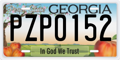 GA license plate PZP0152