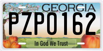 GA license plate PZP0162