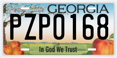 GA license plate PZP0168