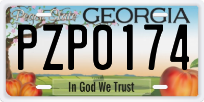 GA license plate PZP0174
