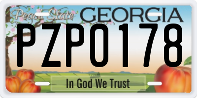 GA license plate PZP0178