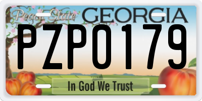 GA license plate PZP0179