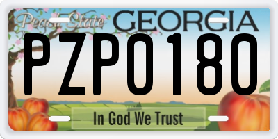 GA license plate PZP0180