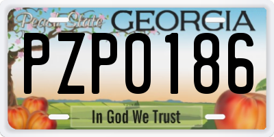 GA license plate PZP0186