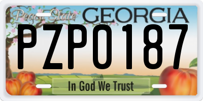 GA license plate PZP0187