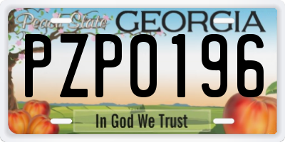 GA license plate PZP0196