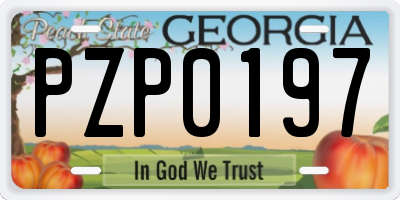 GA license plate PZP0197