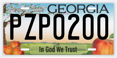 GA license plate PZP0200