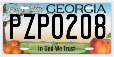 GA license plate PZP0208