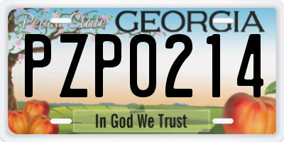 GA license plate PZP0214