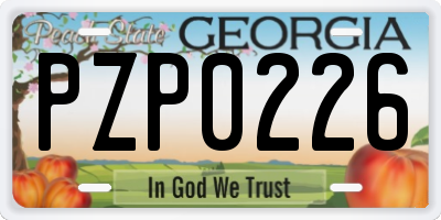 GA license plate PZP0226