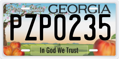 GA license plate PZP0235
