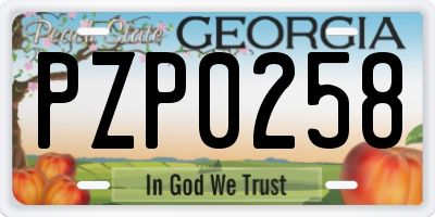 GA license plate PZP0258