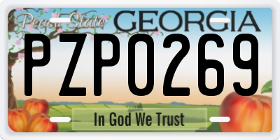 GA license plate PZP0269