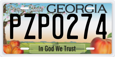 GA license plate PZP0274
