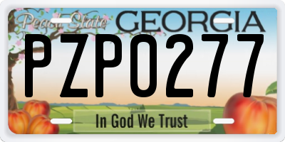 GA license plate PZP0277