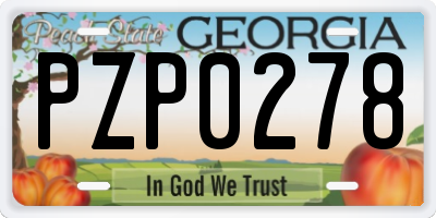 GA license plate PZP0278