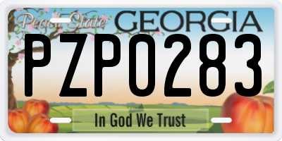 GA license plate PZP0283
