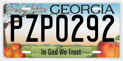 GA license plate PZP0292