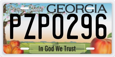 GA license plate PZP0296