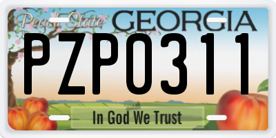 GA license plate PZP0311