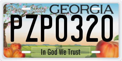GA license plate PZP0320