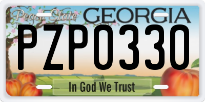 GA license plate PZP0330
