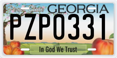 GA license plate PZP0331