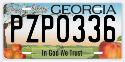 GA license plate PZP0336