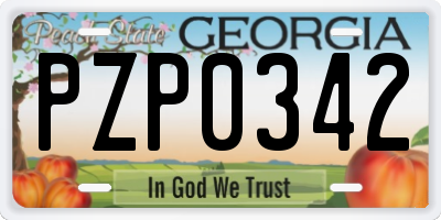 GA license plate PZP0342