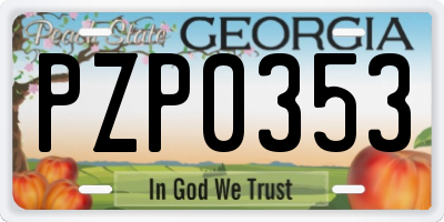 GA license plate PZP0353