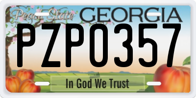 GA license plate PZP0357
