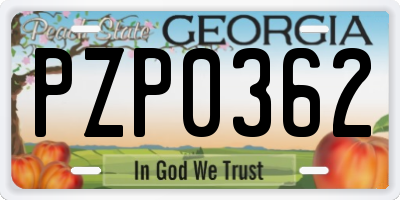 GA license plate PZP0362