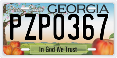 GA license plate PZP0367