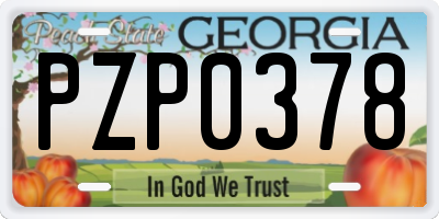 GA license plate PZP0378