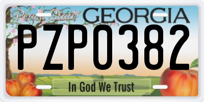 GA license plate PZP0382