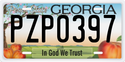 GA license plate PZP0397